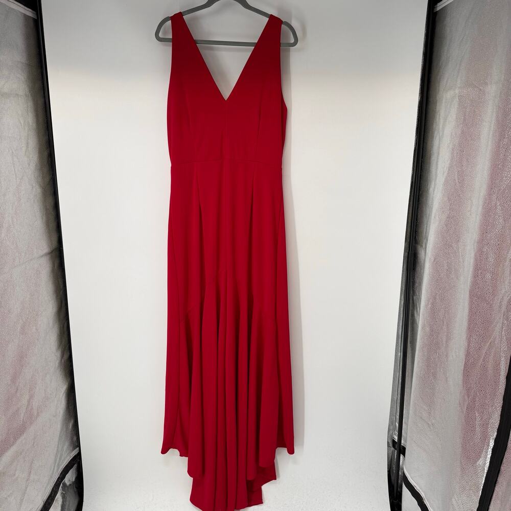 NWT Eloquii Maxi Formal Dress Womens Plus Size 16 Red Sleeveless V-Neck Hi-Low - Picture 4 of 9
